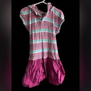 Tea Collection Striped Pink and Teal Dropwaist bubble skirt Dress size 6